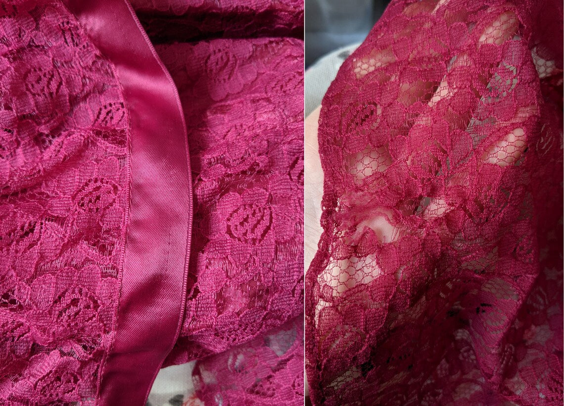 Vintage 1970s dark pink lace dress