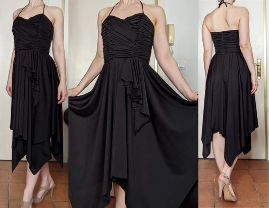 Vintage 1980s black halter dress