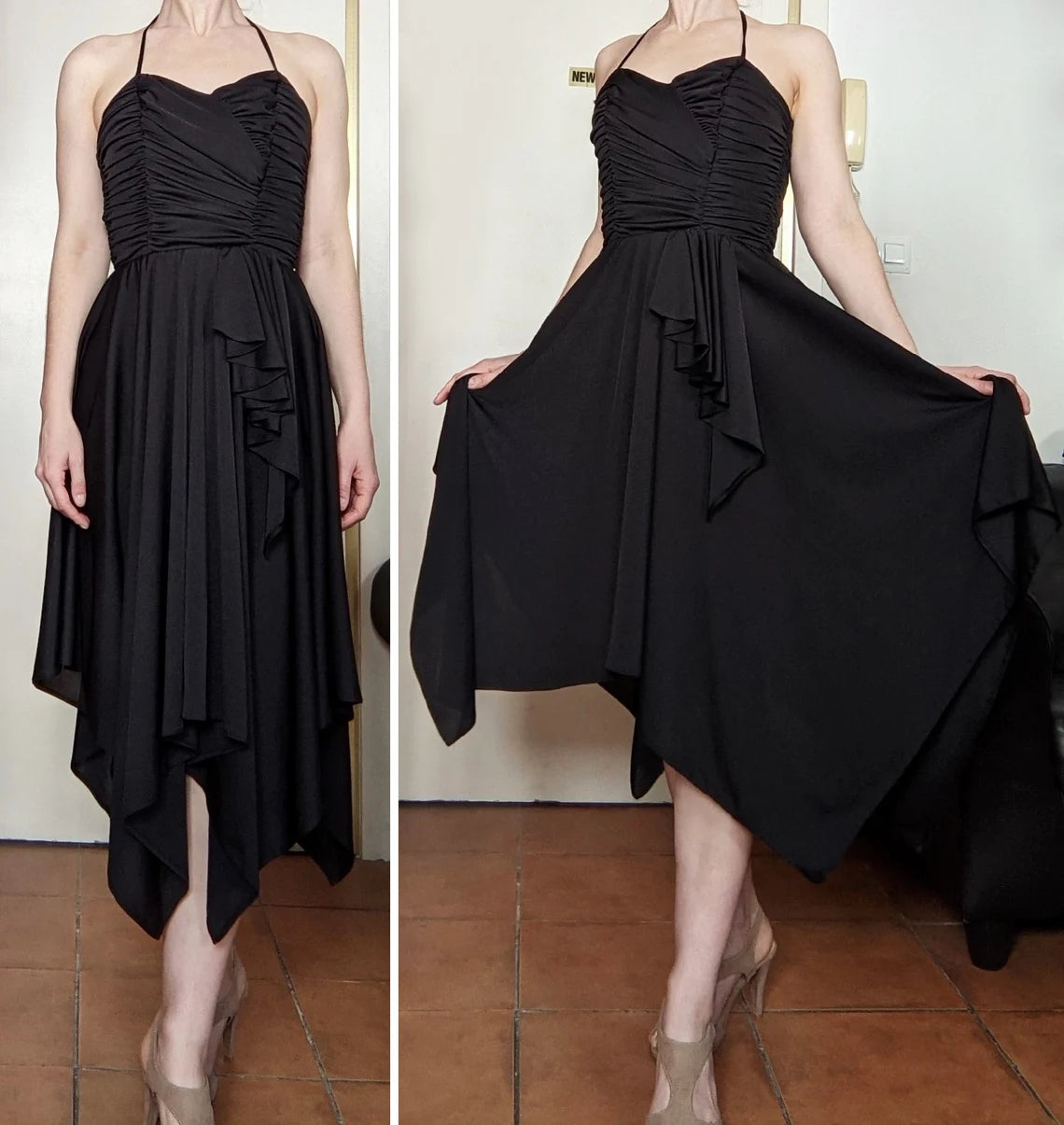 Vintage 1980s black halter dress