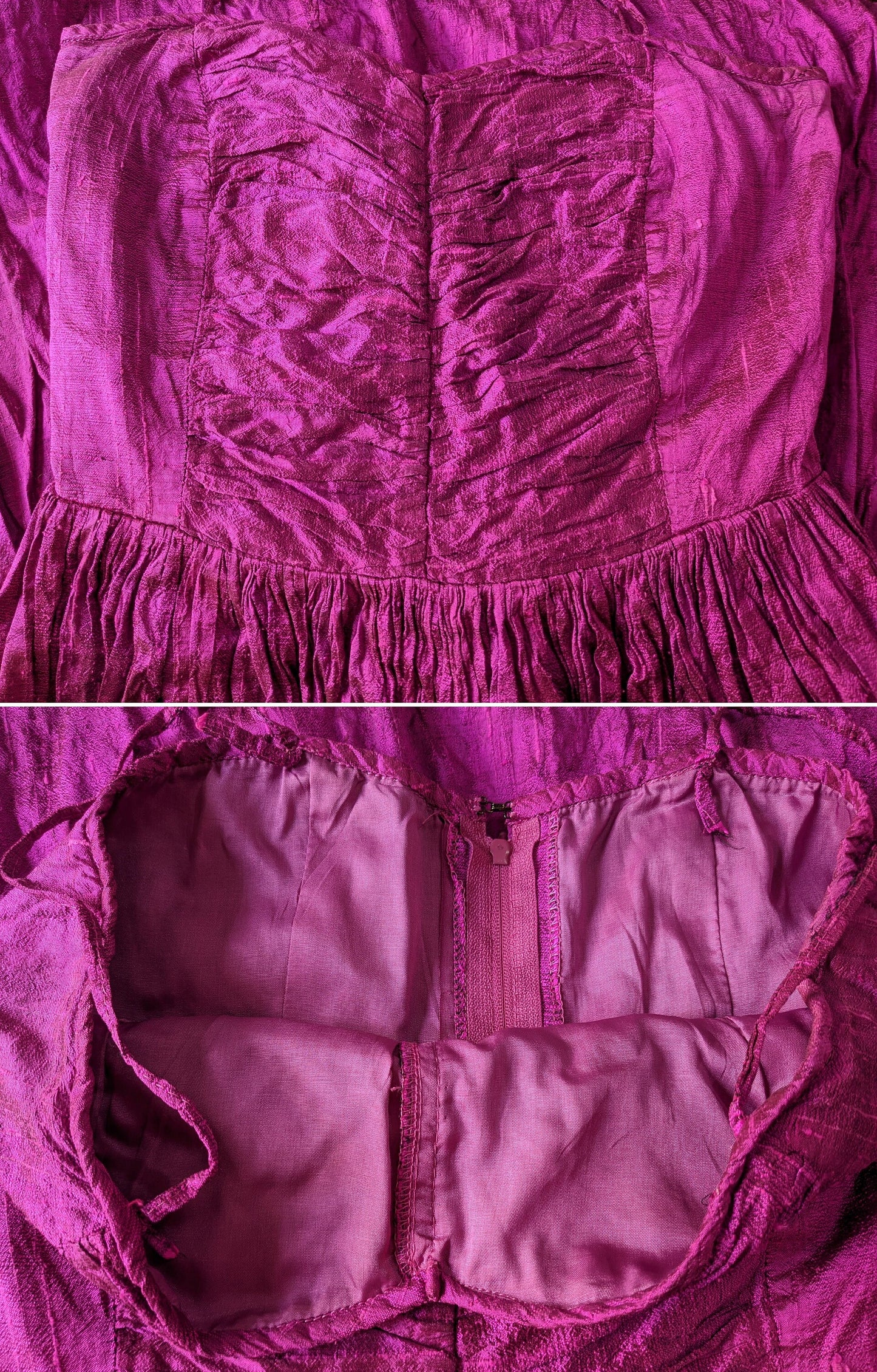 Vintage 1980s magenta faux silk dress