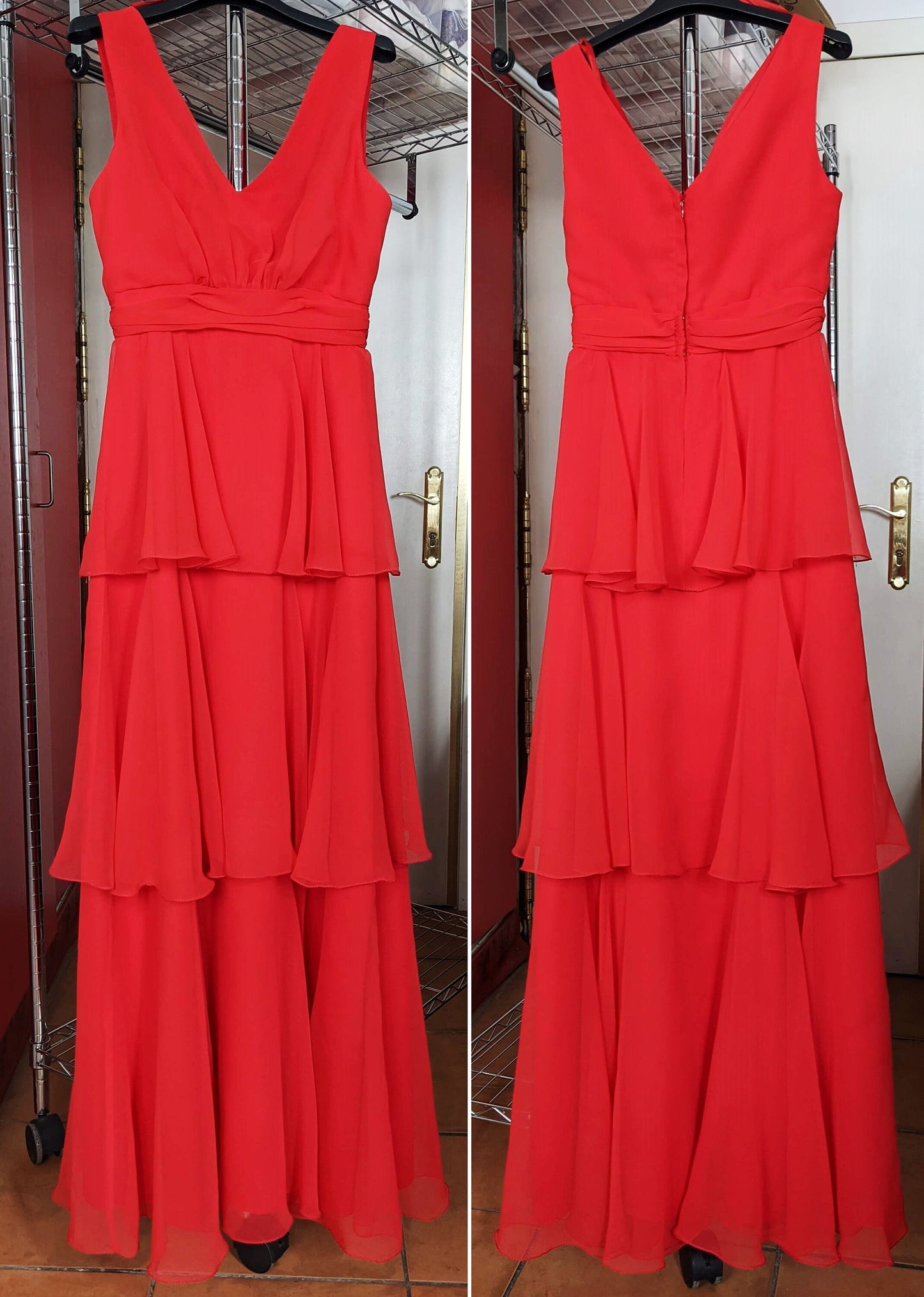Vintage 1970s red chiffon maxi dress