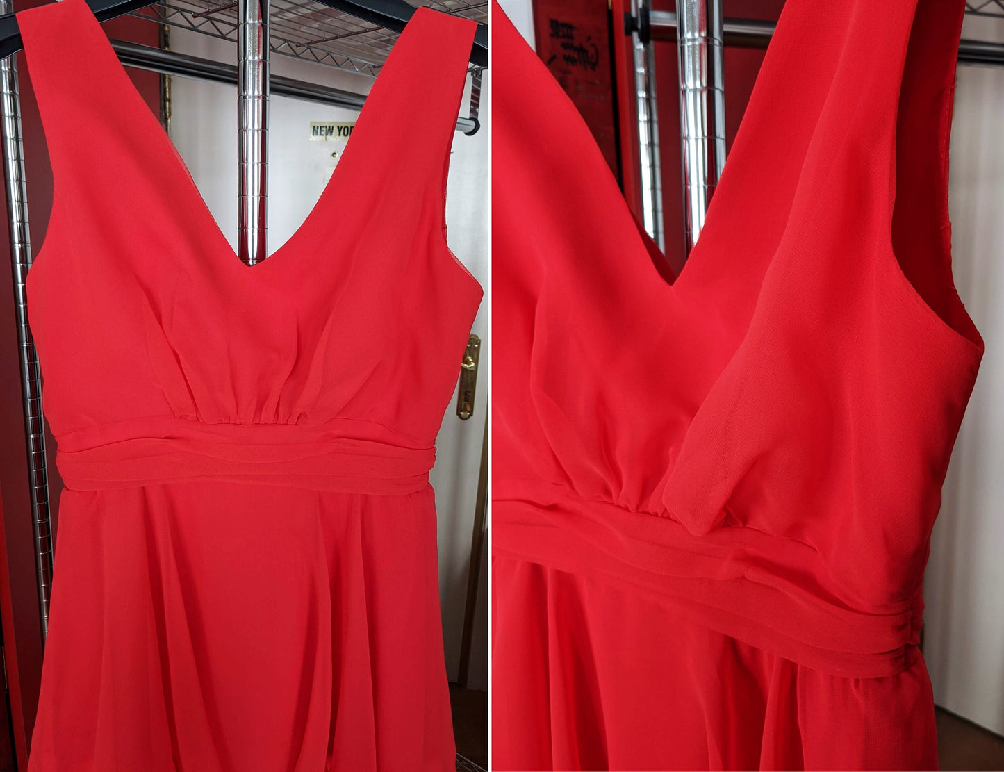 Vintage 1970s red chiffon maxi dress