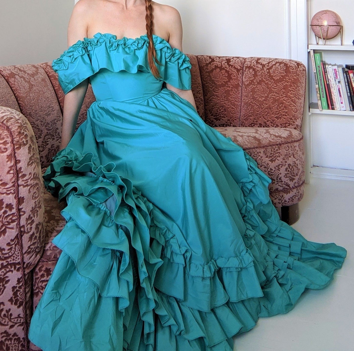 Vintage 1970s-80s aqua green ball gown