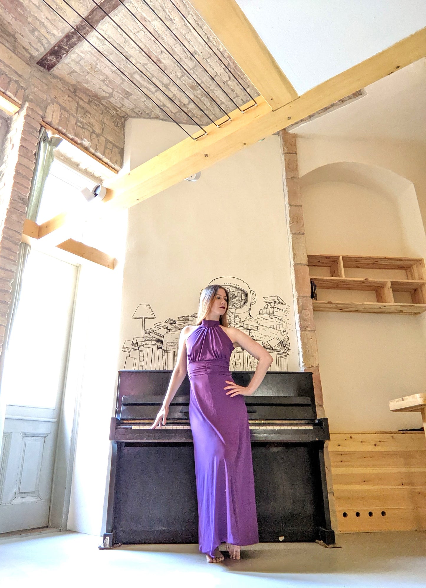 Vintage 1970s purple halter dress