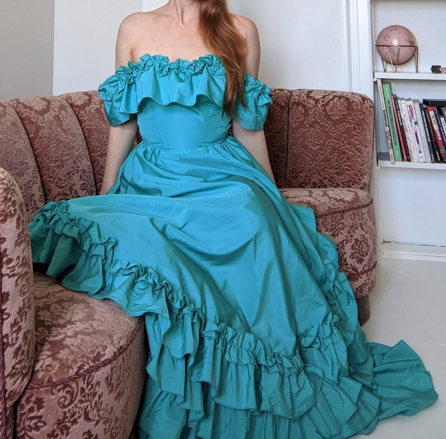 Vintage 1970s-80s aqua green ball gown
