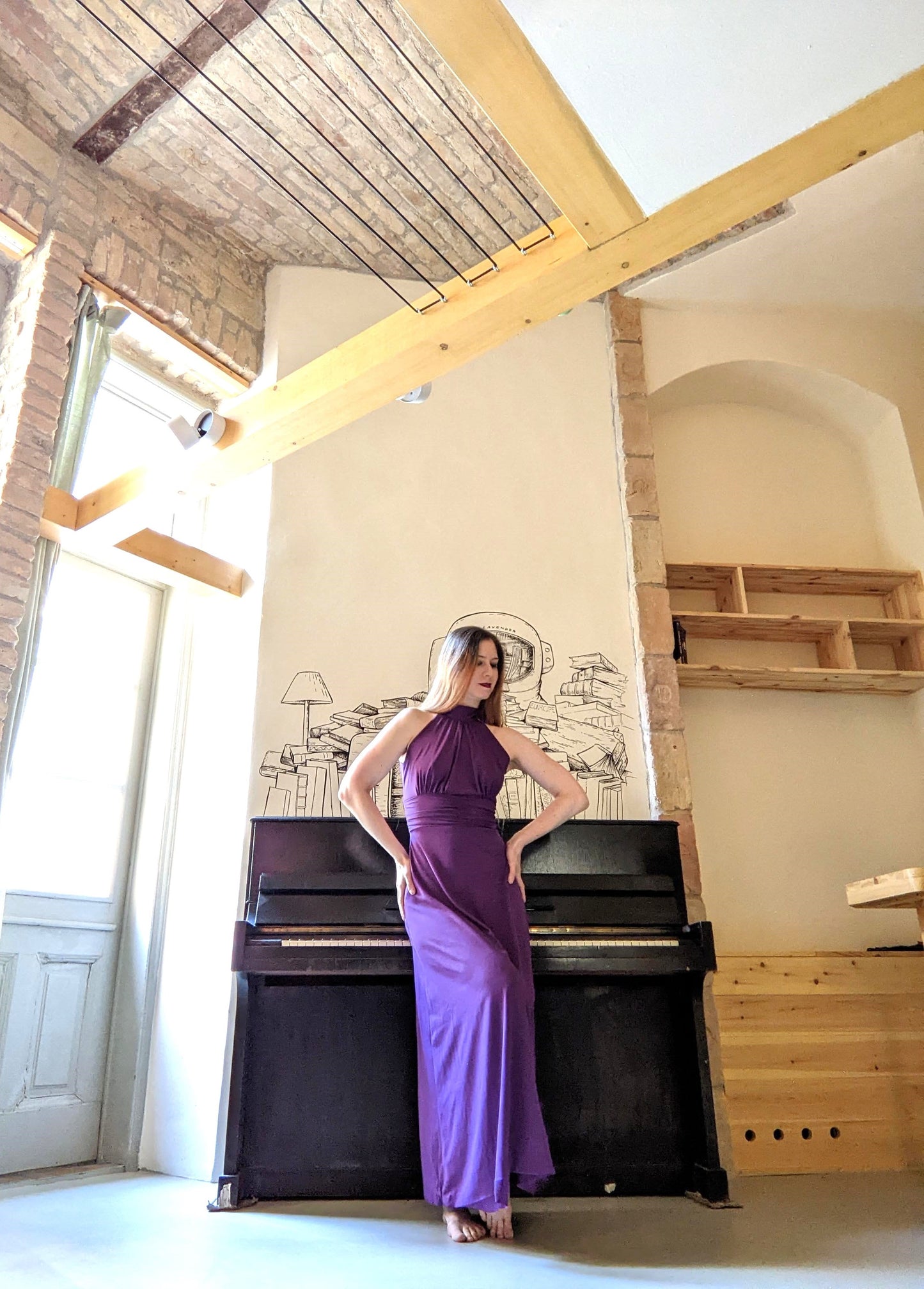 Vintage 1970s purple halter dress