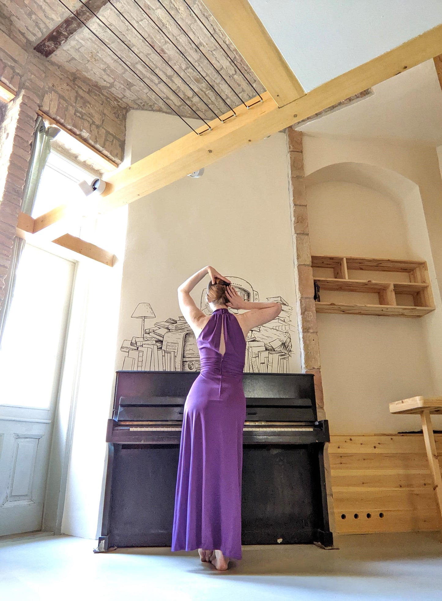 Vintage 1970s purple halter dress