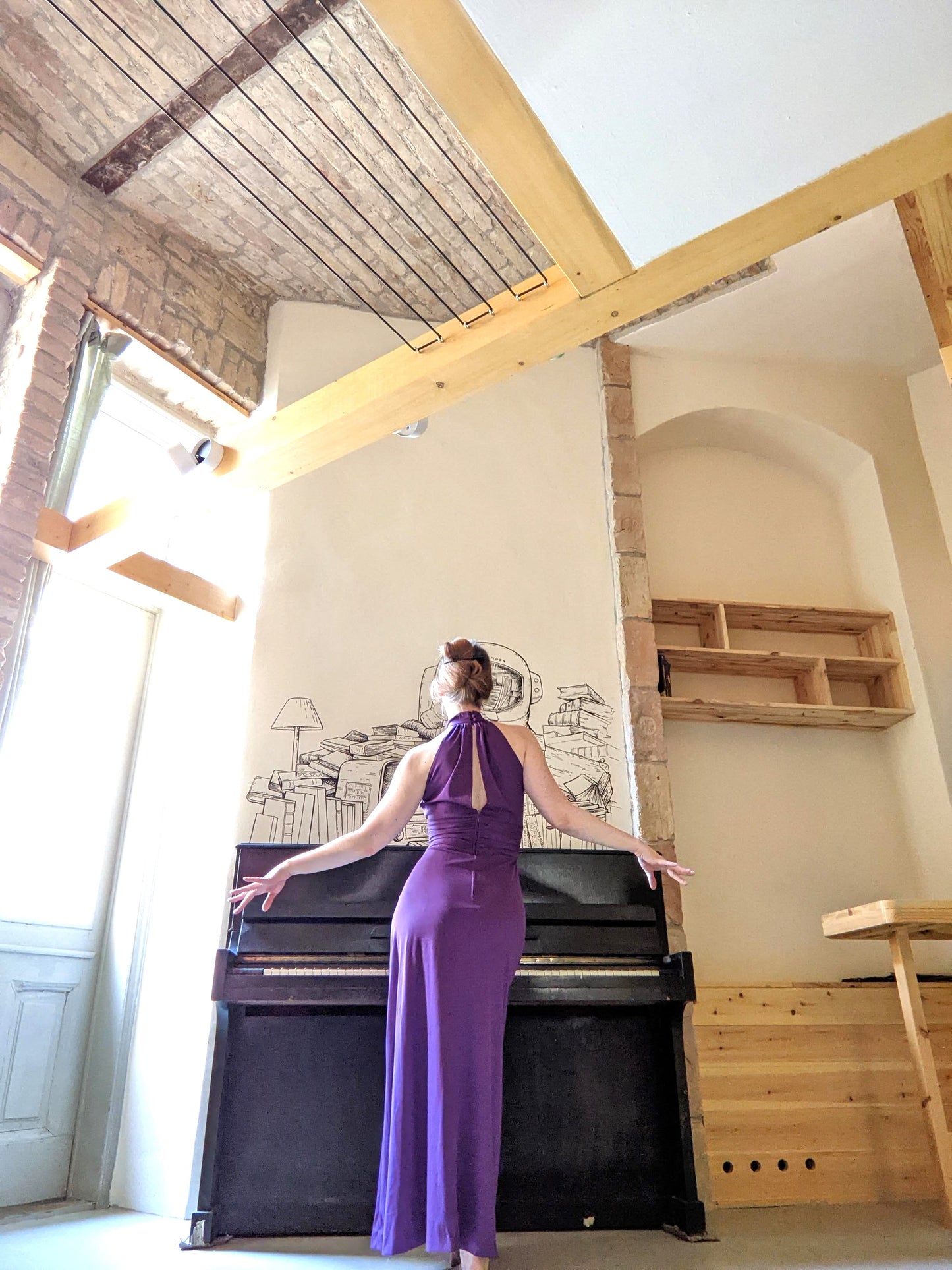 Vintage 1970s purple halter dress